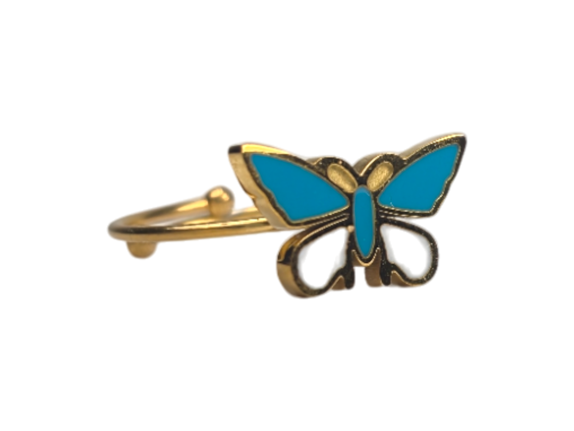Anelli Regolabili in Silver e Gold con Farfallina Colorata