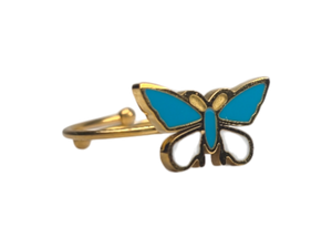 Anelli Regolabili in Silver e Gold con Farfallina Colorata