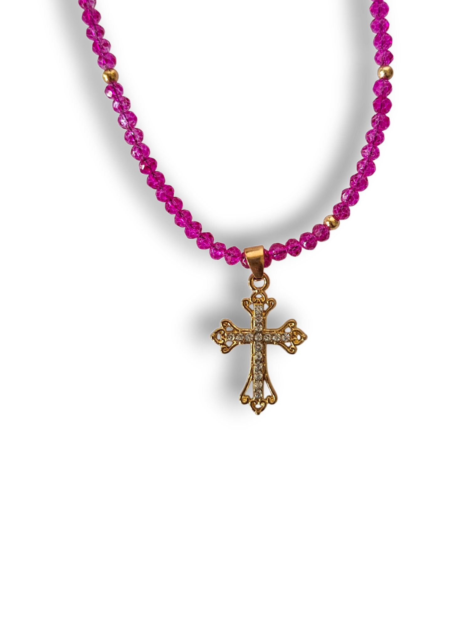 Collana di Perle Colorate con Croce di Pietrine