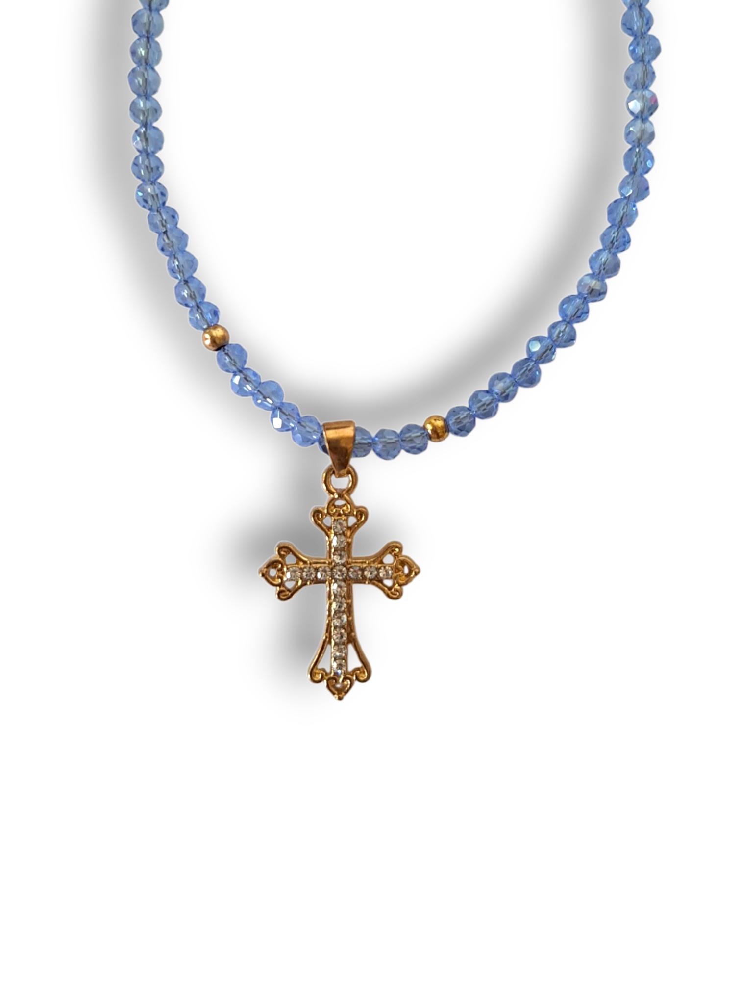 Collana di Perle Colorate con Croce di Pietrine