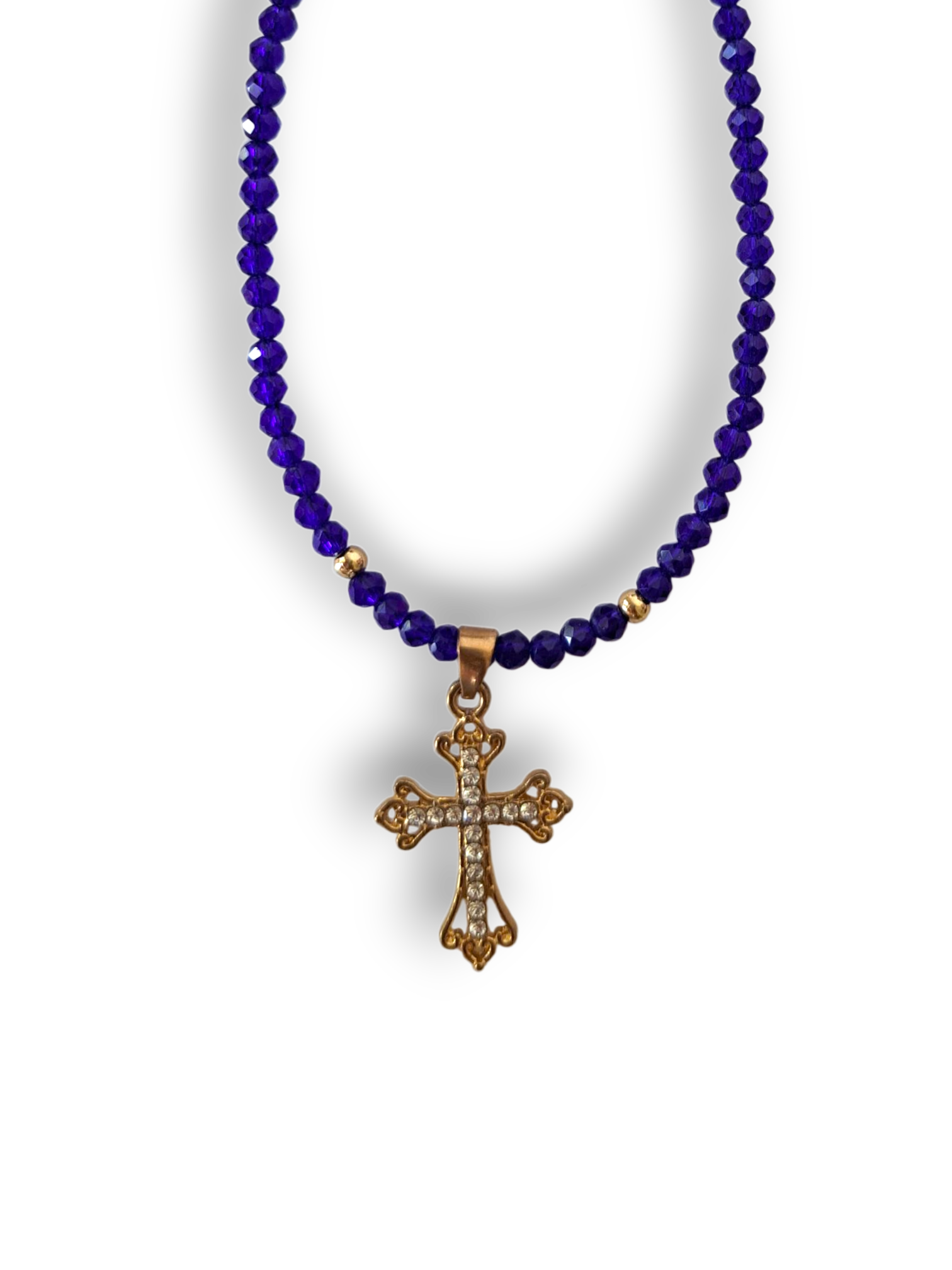 Collana di Perle Colorate con Croce di Pietrine
