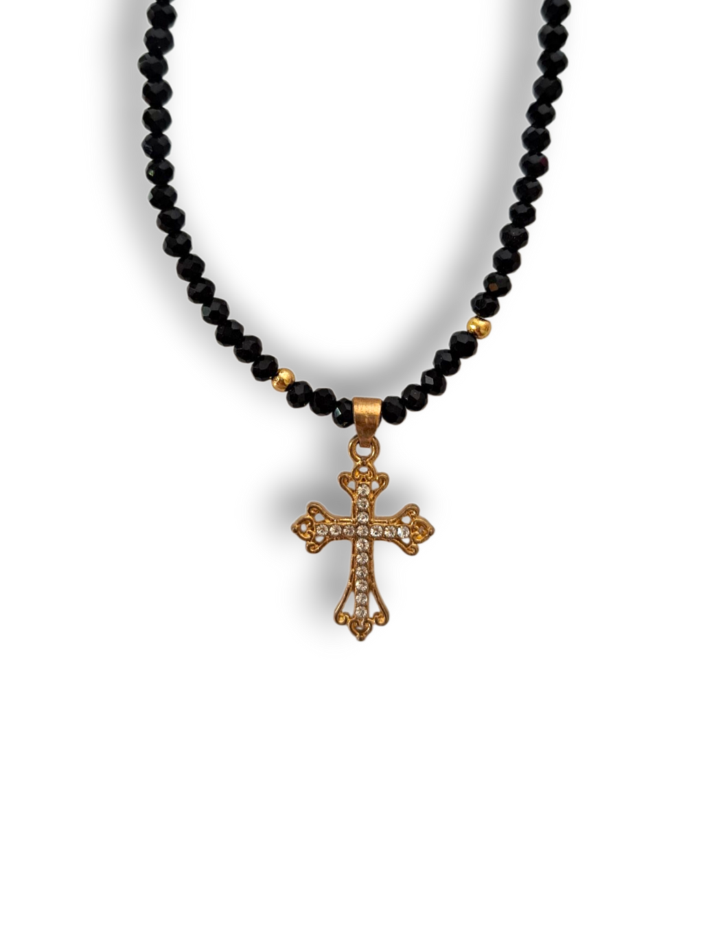 Collana di Perle Colorate con Croce di Pietrine