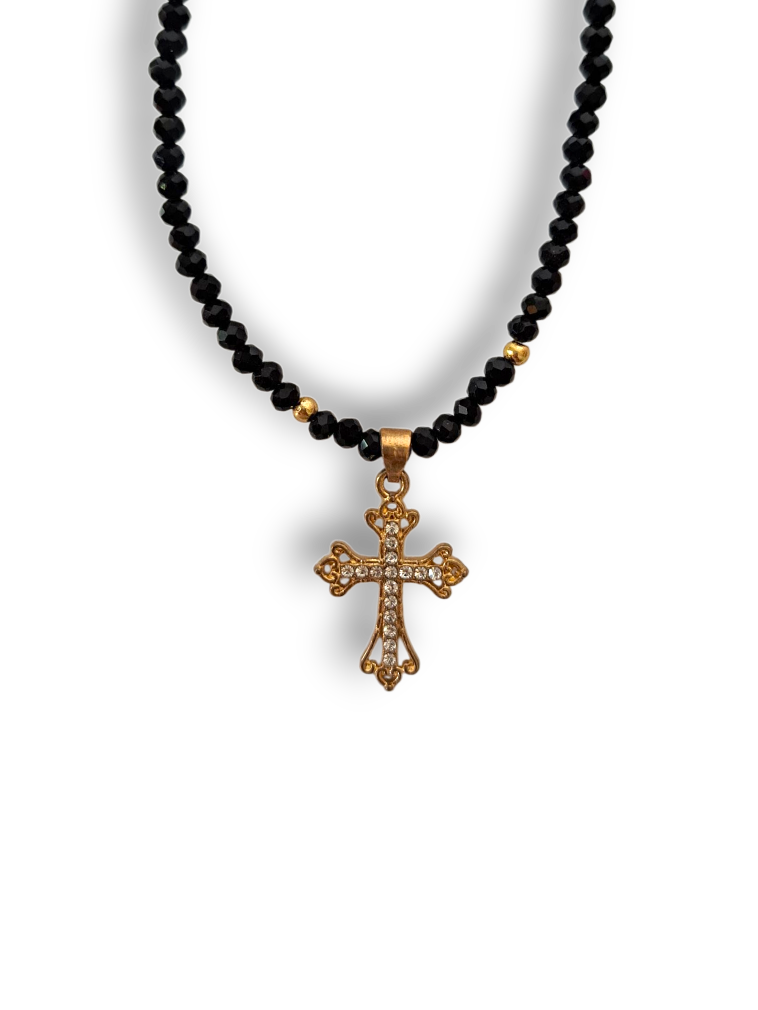 Collana di Perle Colorate con Croce di Pietrine