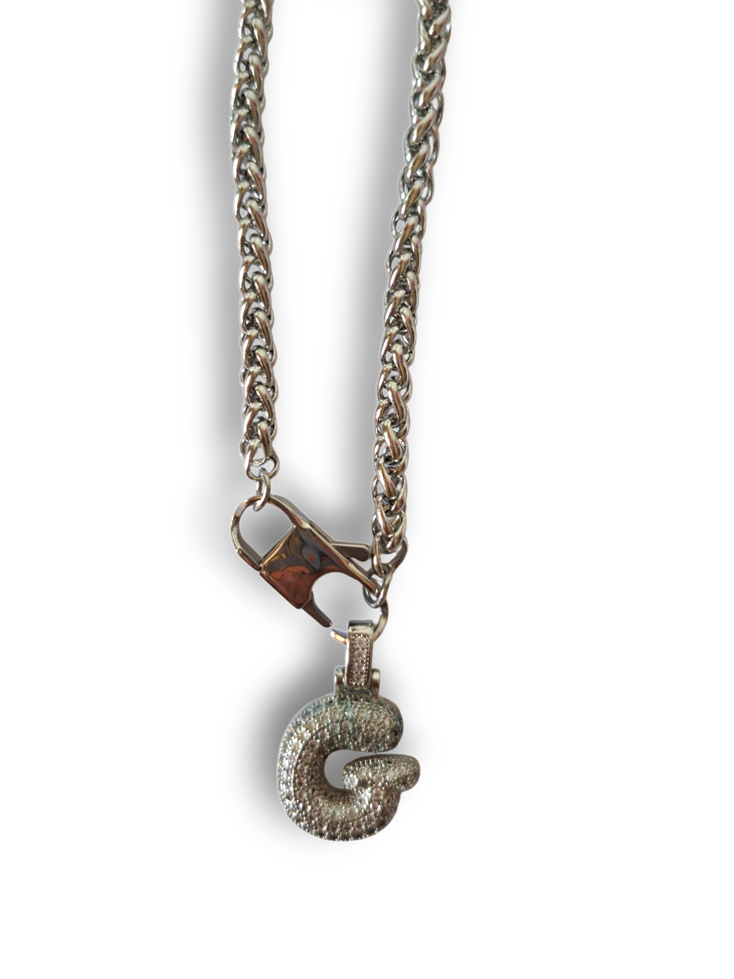 Collana Lettera Big Daimond Silver