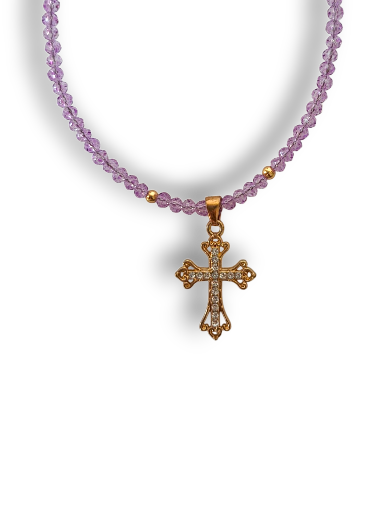 Collana di Perle Colorate con Croce di Pietrine