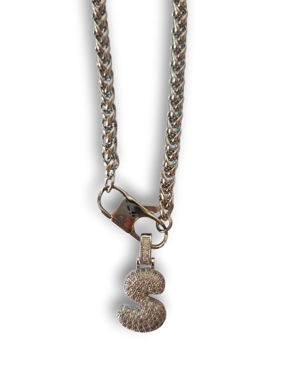 Collana Lettera Big Daimond Silver